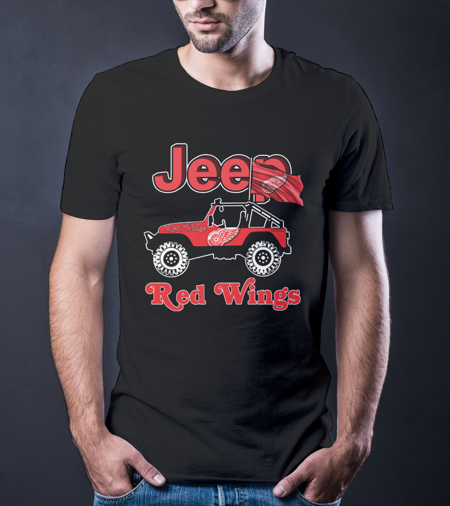 Jeep Red Wings Detroit Flag T-Shirt