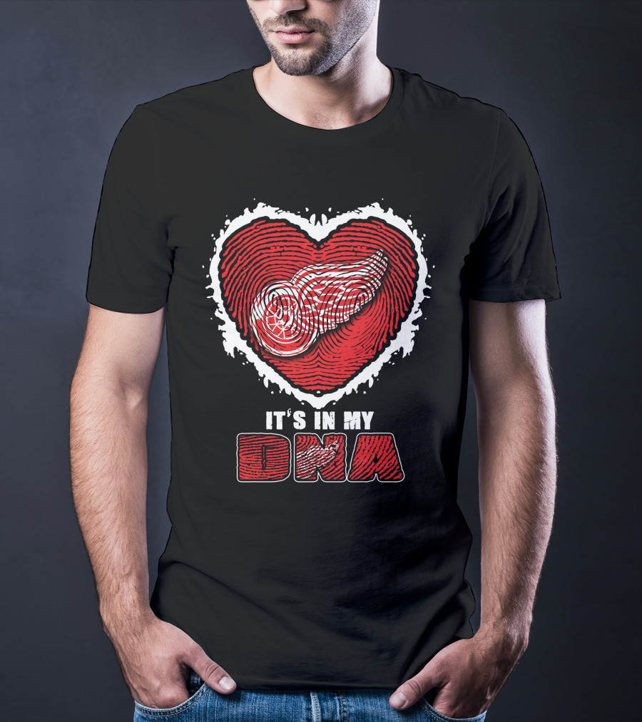 Detroit Red Wings It's In My DNA Heart Fingerprint T-Shirt