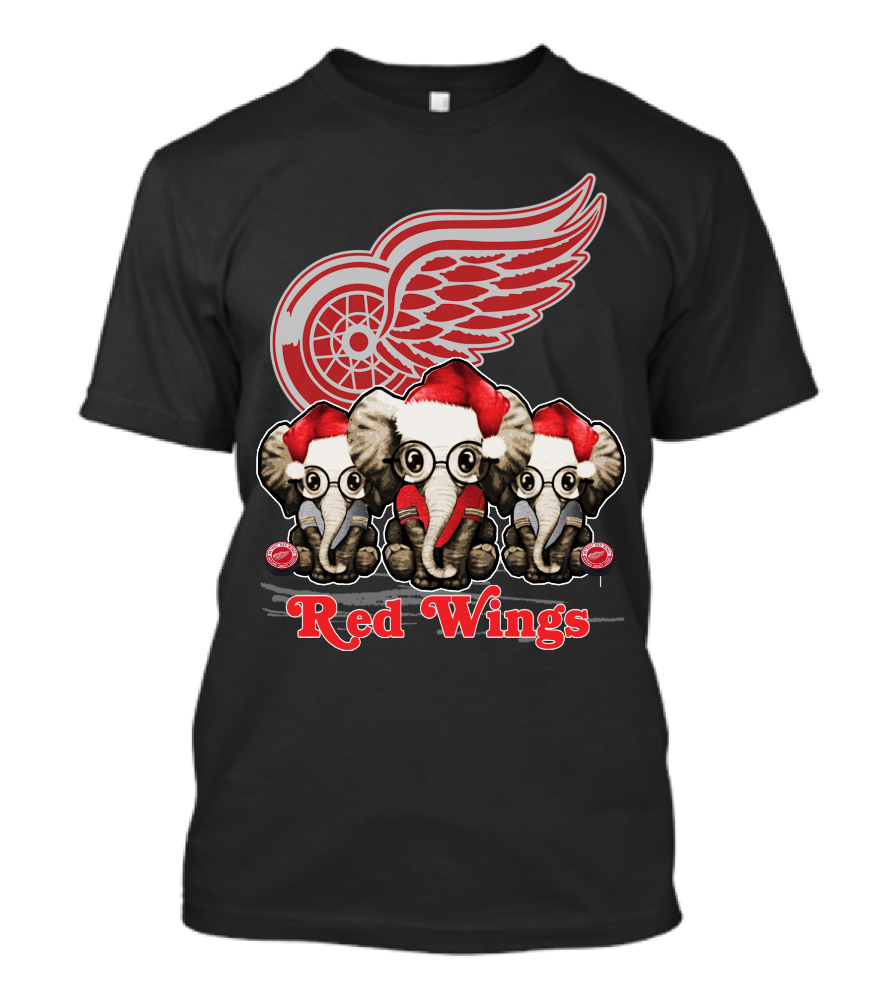 Red Wings Santa Elephants Christmas Detroit T-Shirt
