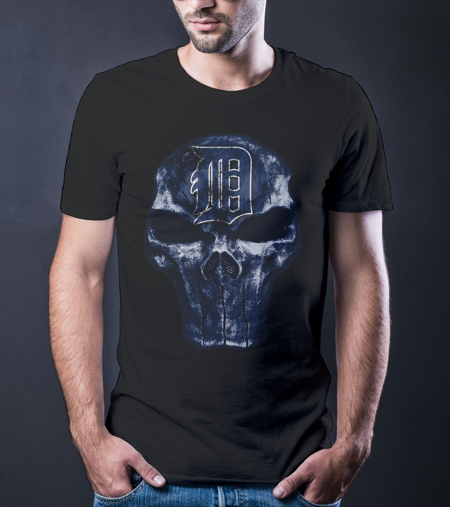 Detroit Tigers Skull Logo Dark T-Shirt