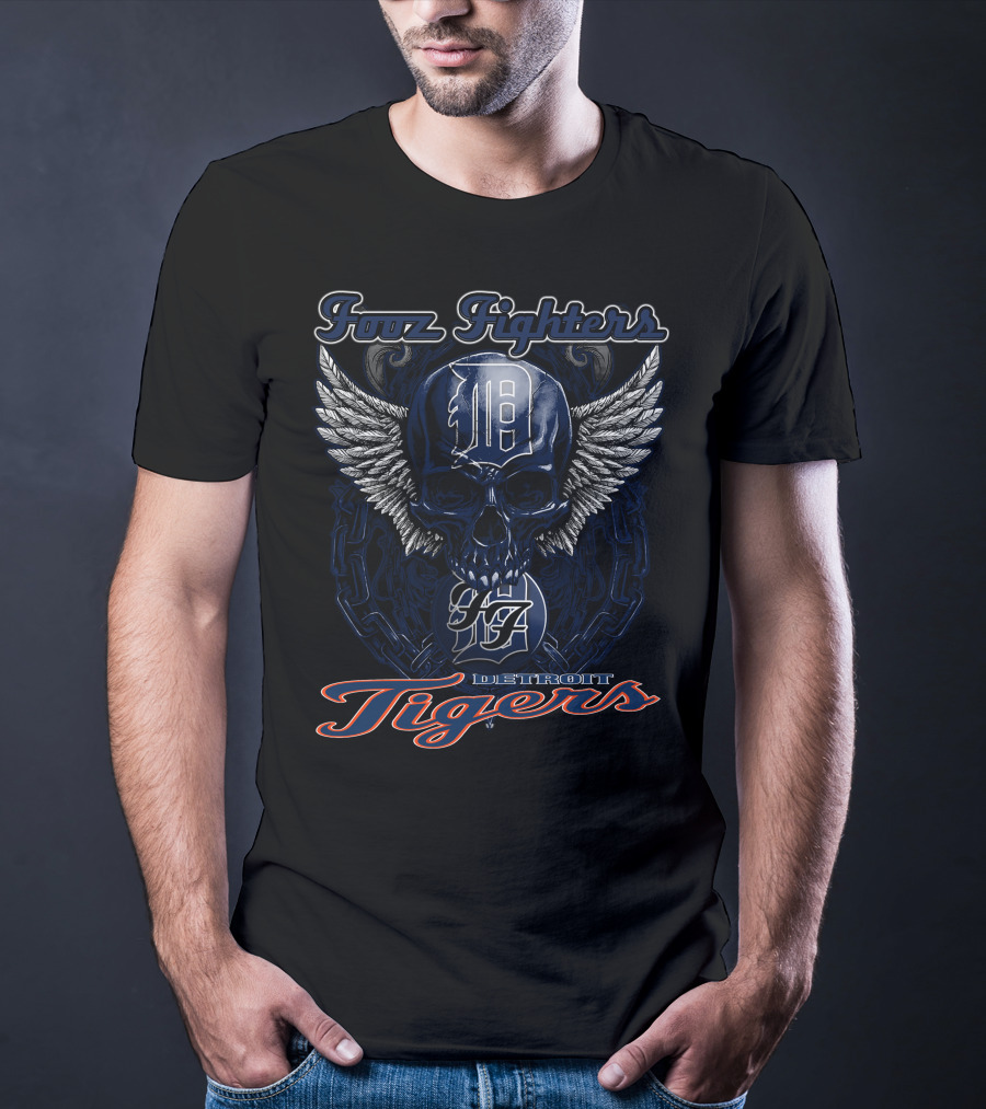 Foo Fighters Detroit Tigers Skull Wings D T-Shirt