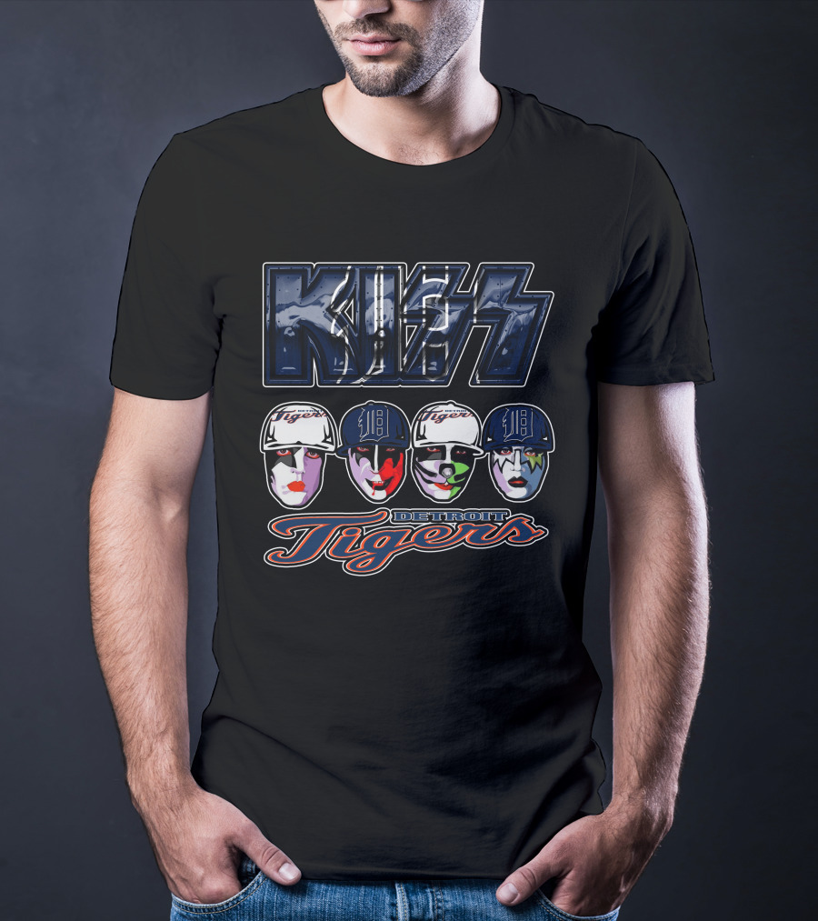 Kiss Detroit Tigers Faces Baseball Crossover T-Shirt
