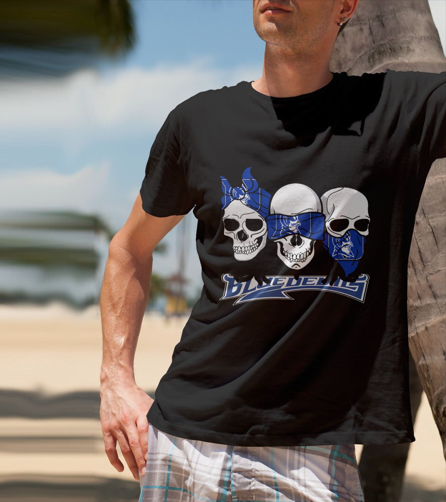 3 Skull Bandana Blue Devils T-Shirt