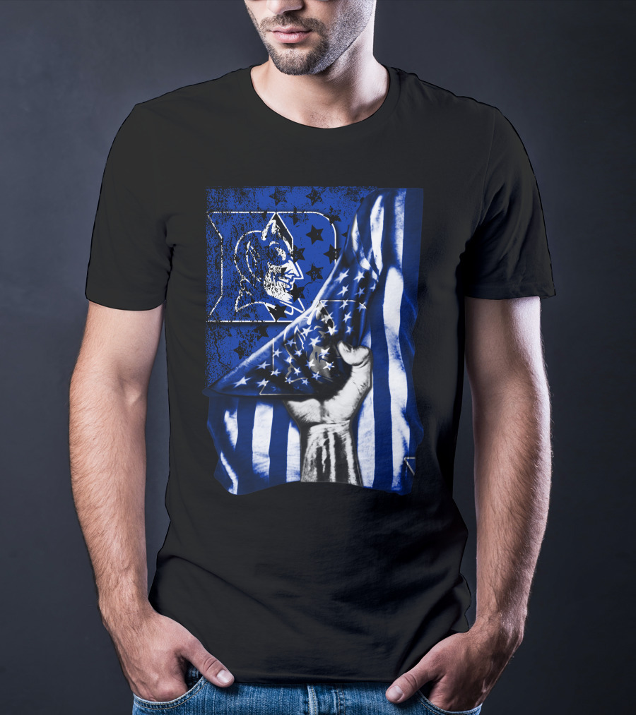 USA Flag With Duke Blue Devils Symbolic T-Shirt