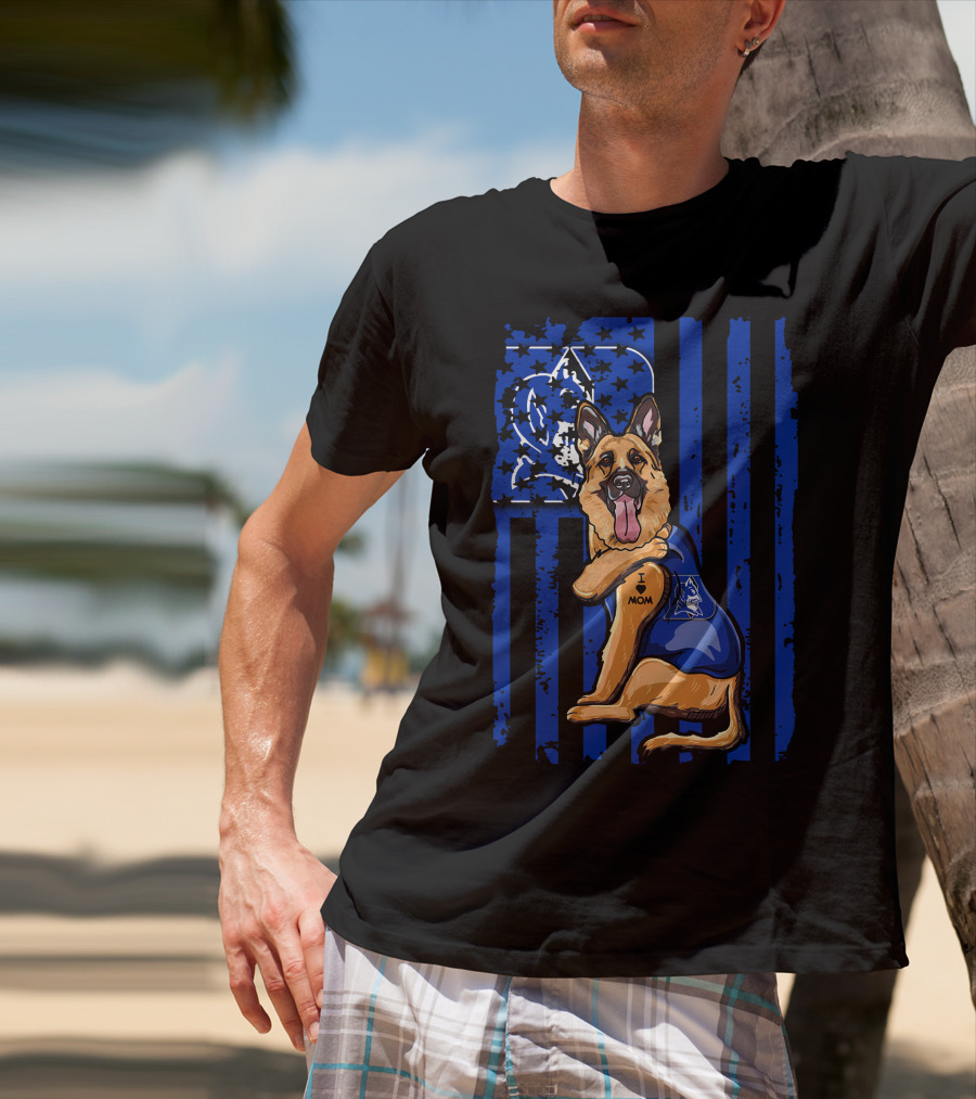 German Shepherd I Love Mom Duke Blue Devils Flag T-Shirt
