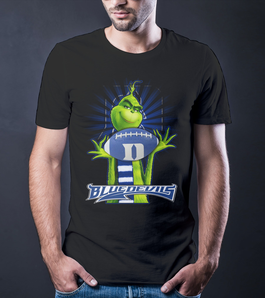 Grinch Holding Duke Blue Devils Football T-Shirt