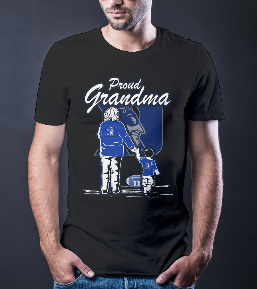 Proud Grandma Duke Blue Devils Football Fan With Child Walking Iconic T-Shirt