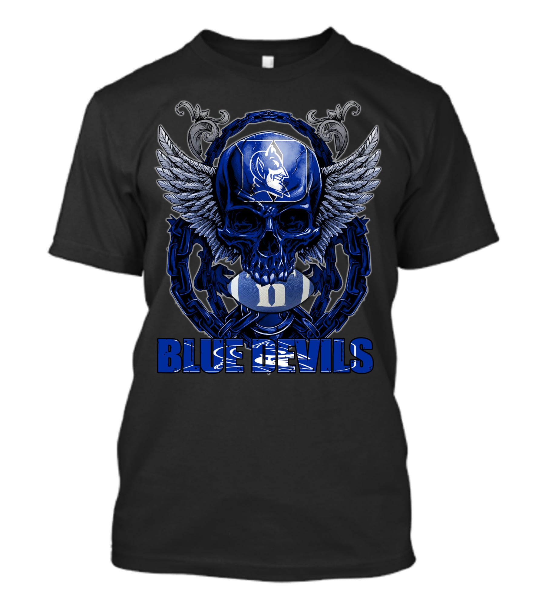 Skullfb Blue Devils Winged Skull T-Shirt