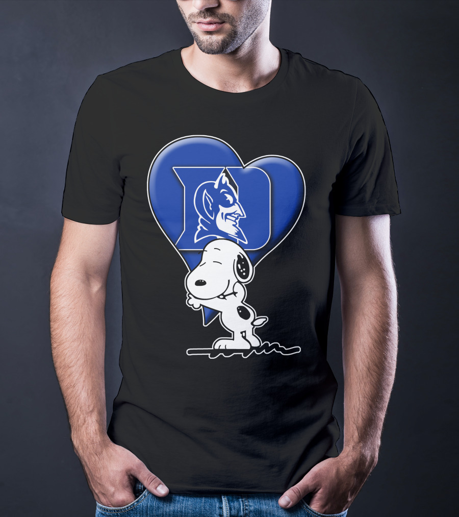 Snoopy Hugging Duke Blue Devils Heart T-Shirt