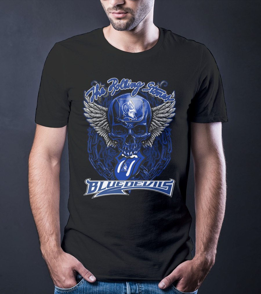 The Rolling Stones Duke Blue Devils Skull With Wings And Tongue T-Shirt