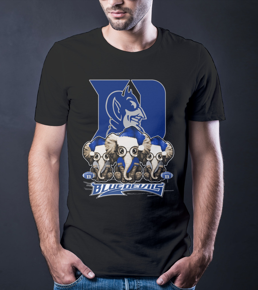 Elephant Xmas Duke Blue Devils Holiday Trio T-Shirt