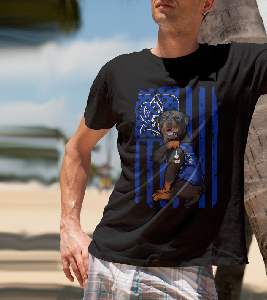 Rottweiler Duke Blue Devils I Love Mom T-Shirt