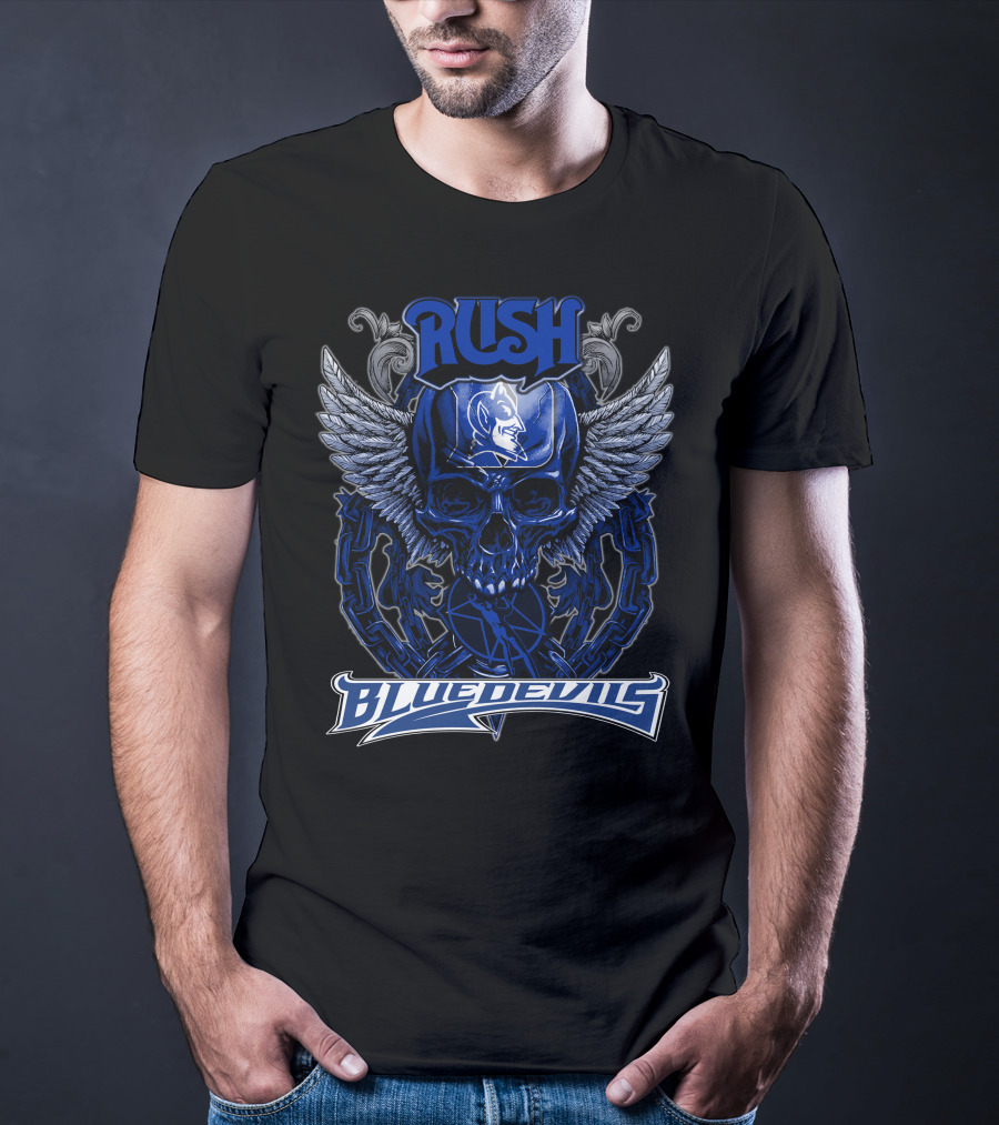 Rush Duke Blue Devils Winged Skull Emblem T-Shirt