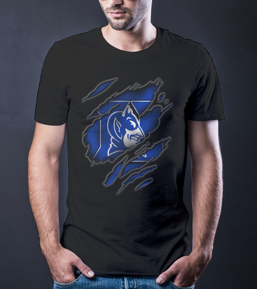 Torn Duke Blue Devils Logo Claw Marks T-Shirt