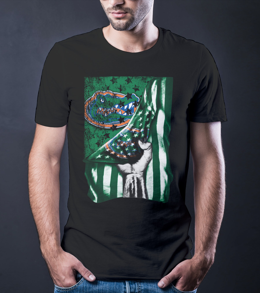 Flag Florida Gators Hand Holding Striped Stars T-Shirt