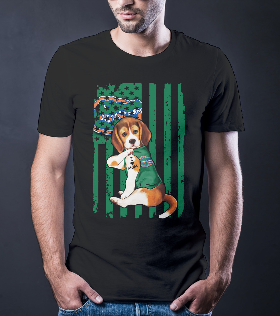 Beagle I Love Mom Florida Gators Flag T-Shirt