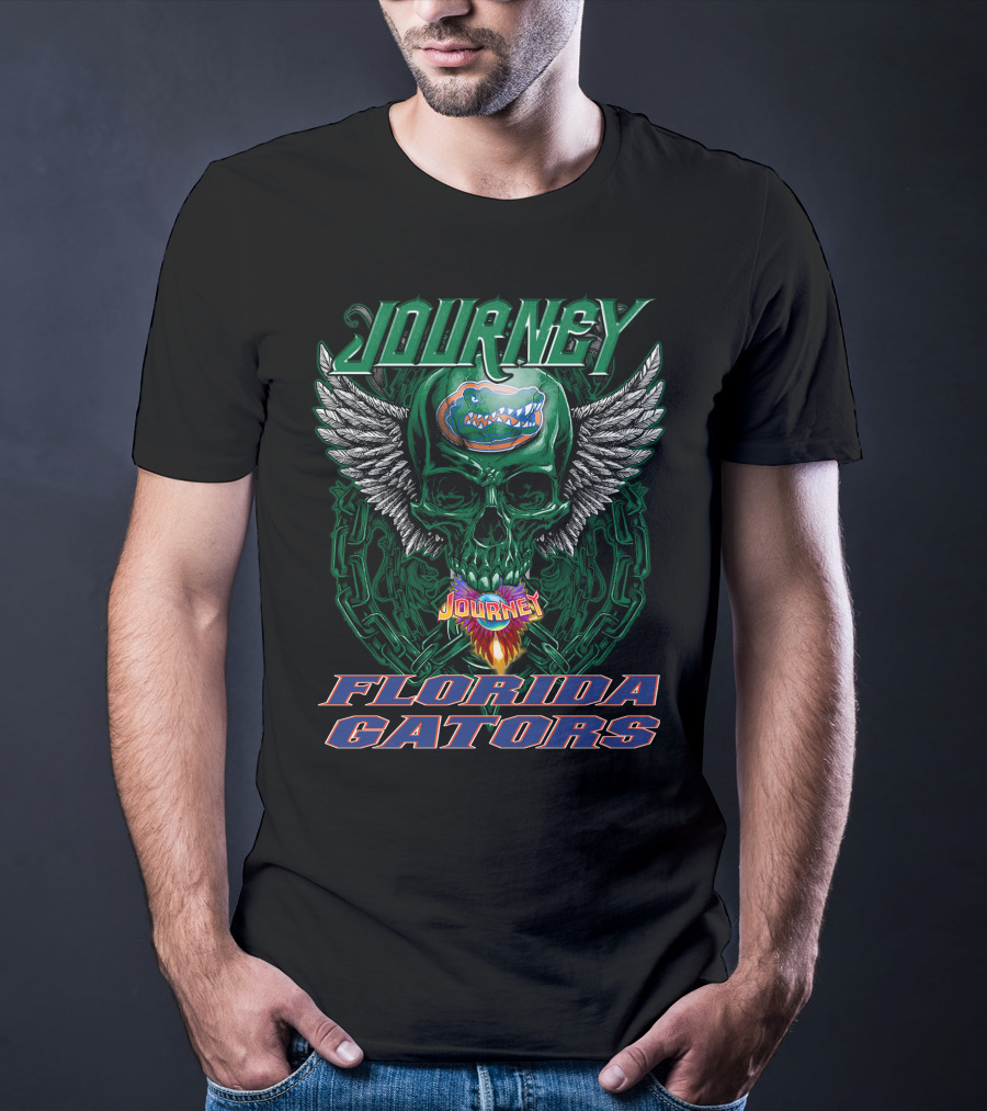 Journey Florida Gators Skull Wings Logo Chain Flame T-Shirt