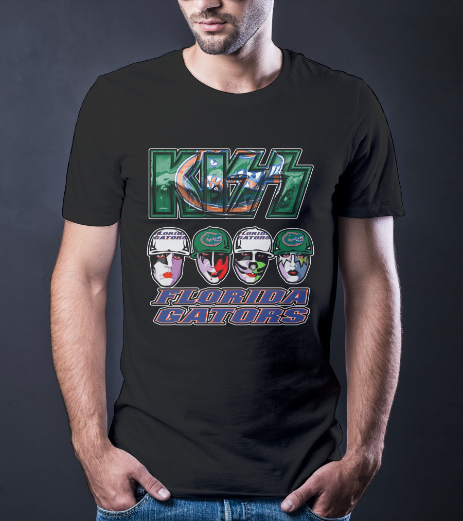 KISS Florida Gators Iconic Band Art Faces With Team T-Shirt