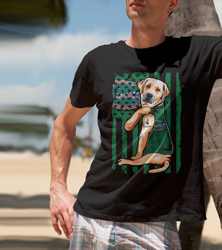 Labrador Retriever I Love Mom With Florida Gators Tattoo T-Shirt