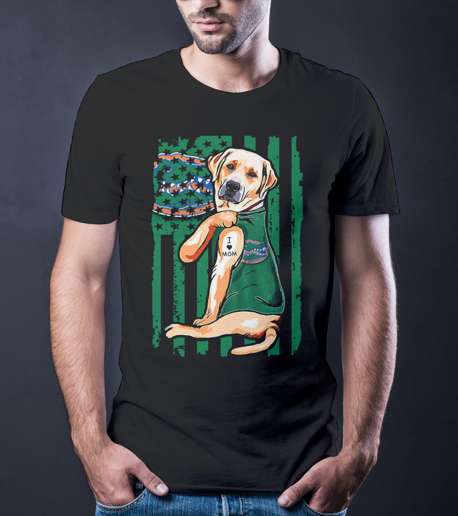 Labrador Retriever I Love Mom With Florida Gators Tattoo T-Shirt