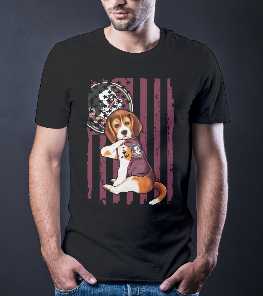 Beagle I Love Mom Florida State Seminoles T-Shirt