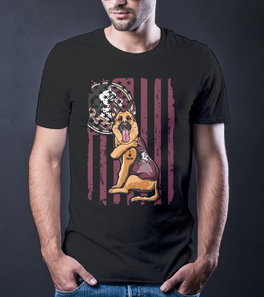 German Shepherd Florida State Seminoles I Love Mom T-Shirt