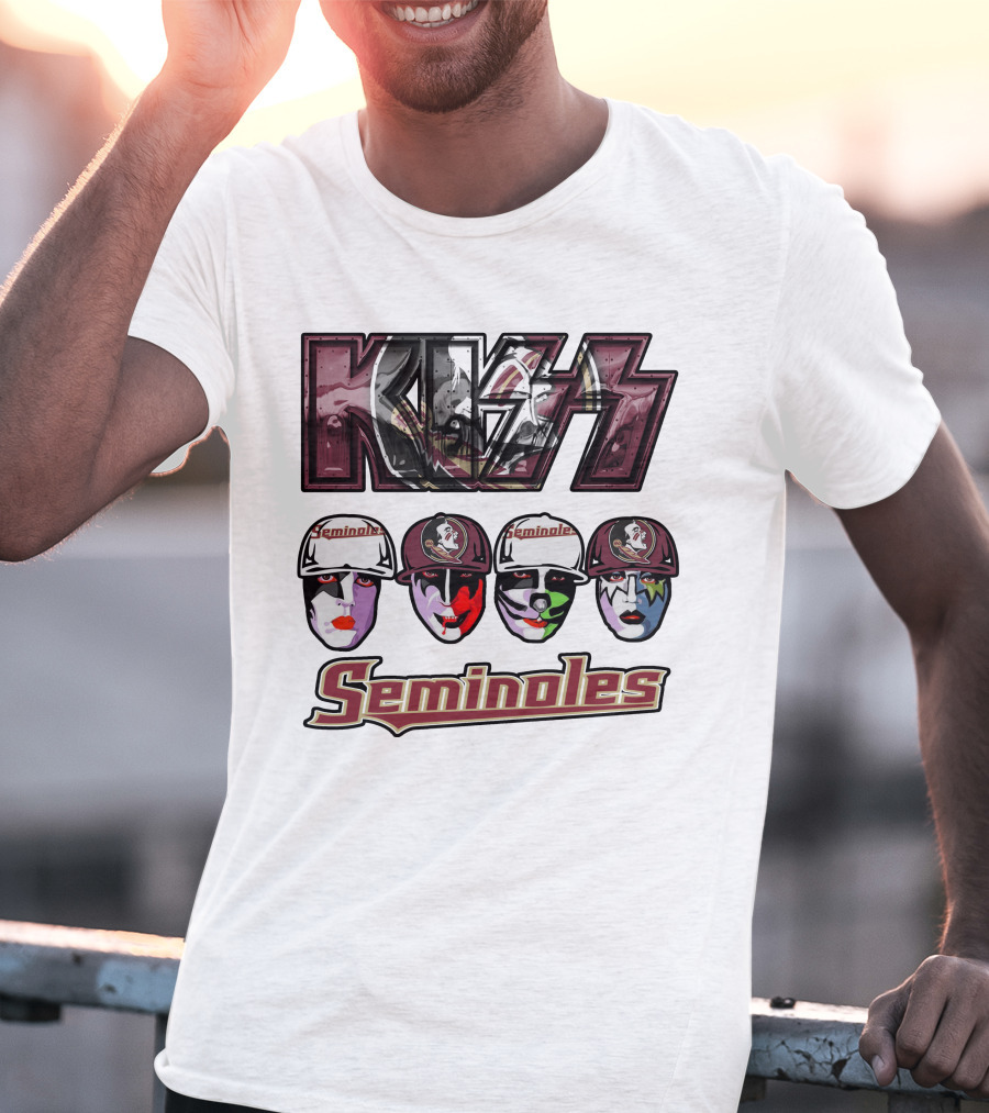 Kiss Florida State Seminoles Face Paint Caps T-Shirt