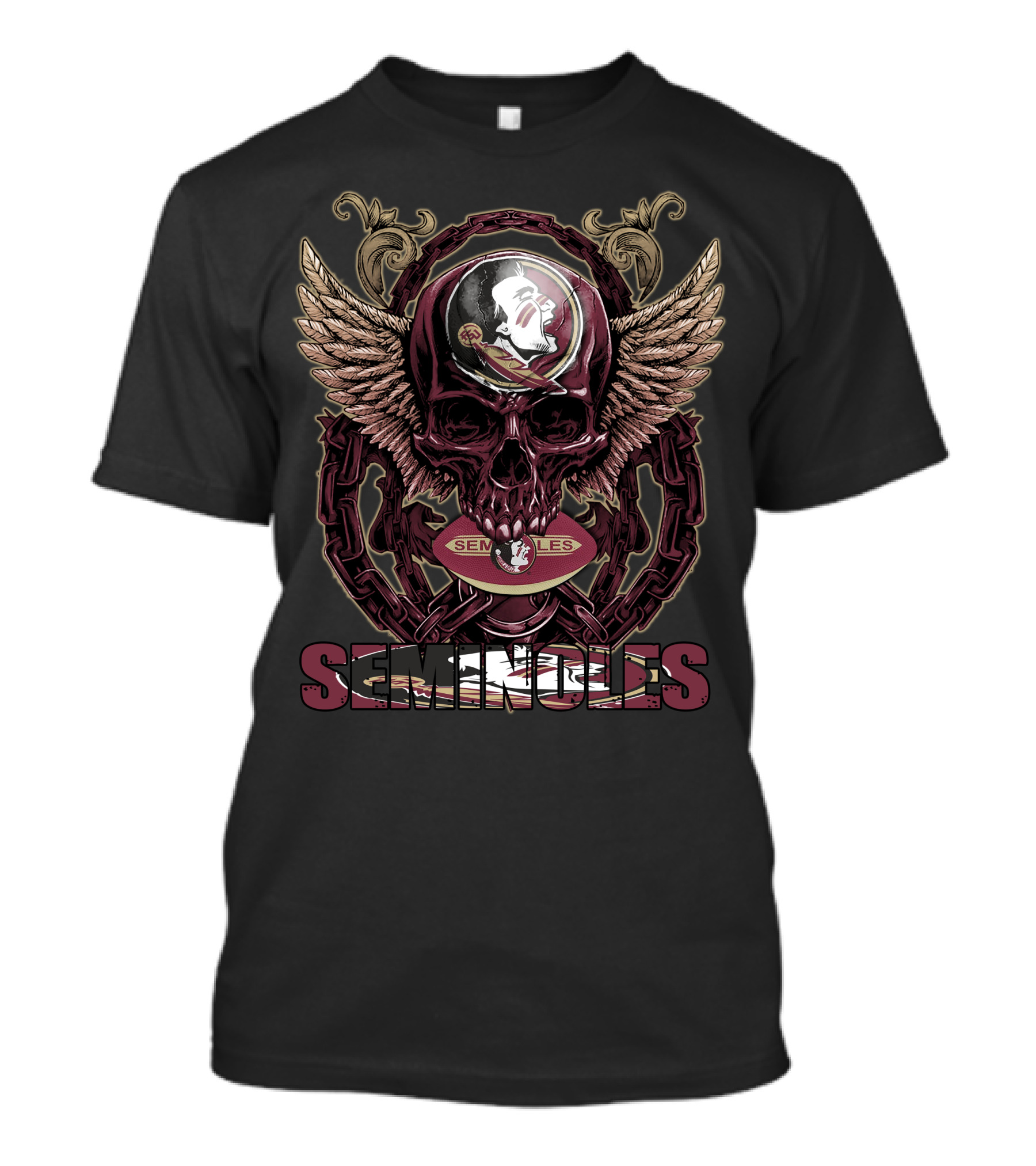 Seminoles Skull With Wings And Football T-Shirt