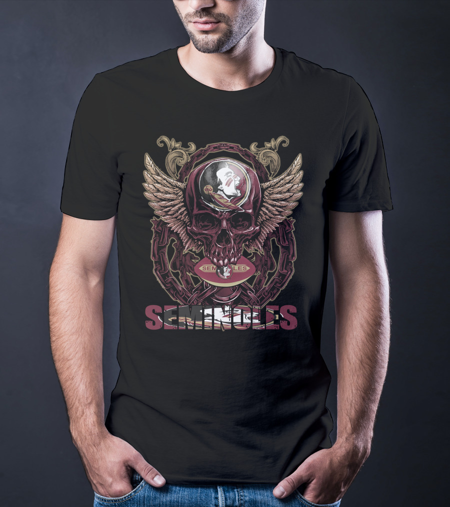 Seminoles Skull With Wings And Football T-Shirt