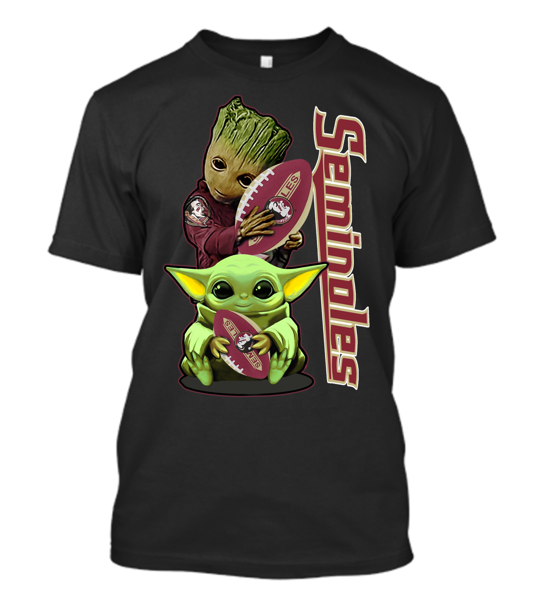Seminoles Baby Alien And Tree Hero Holding Football T-Shirt