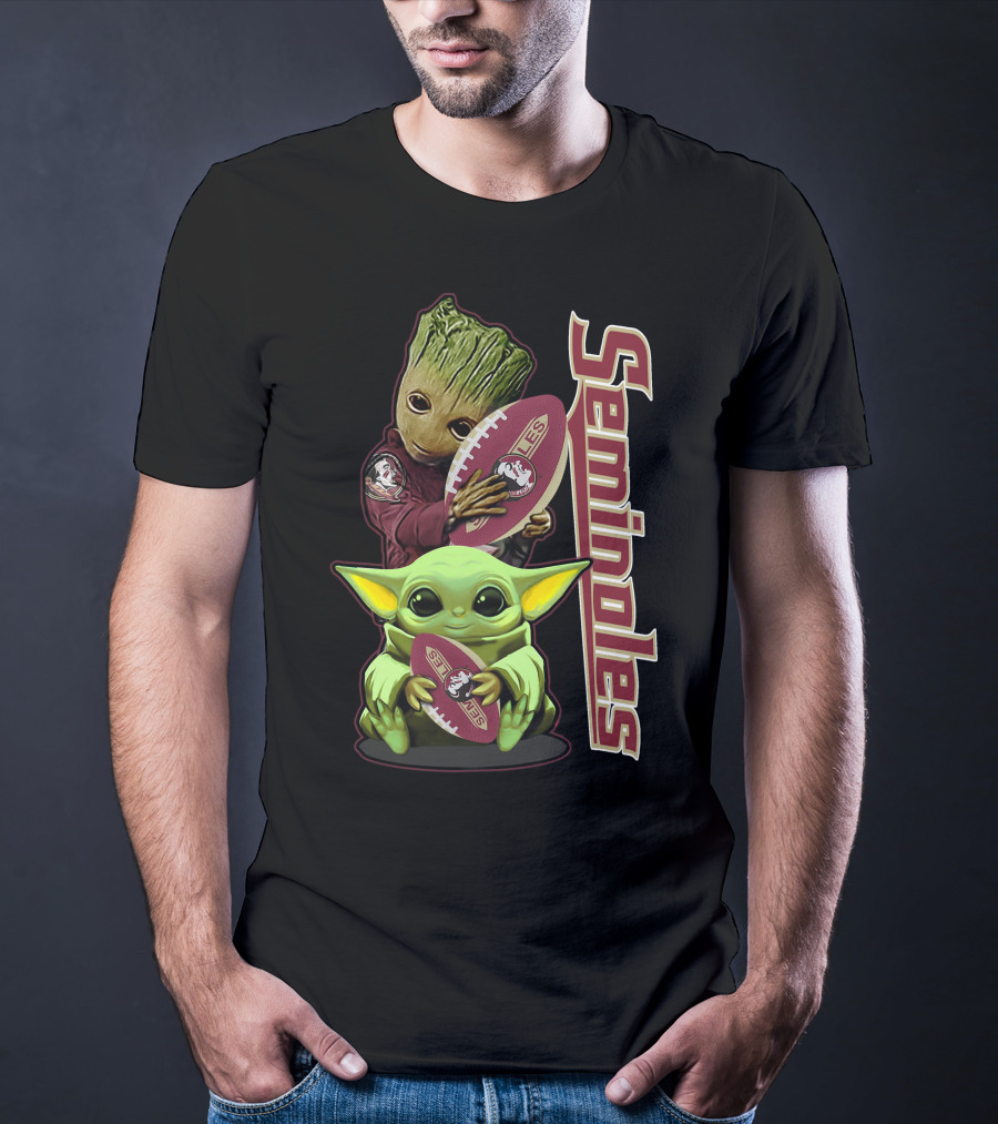 Seminoles Baby Alien And Tree Hero Holding Football T-Shirt
