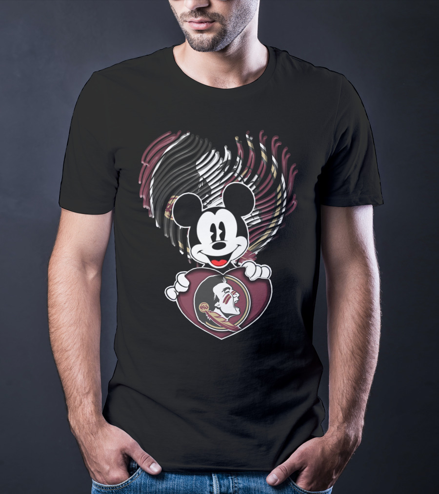Mickey Mouse Florida State Seminoles Heart T-Shirt