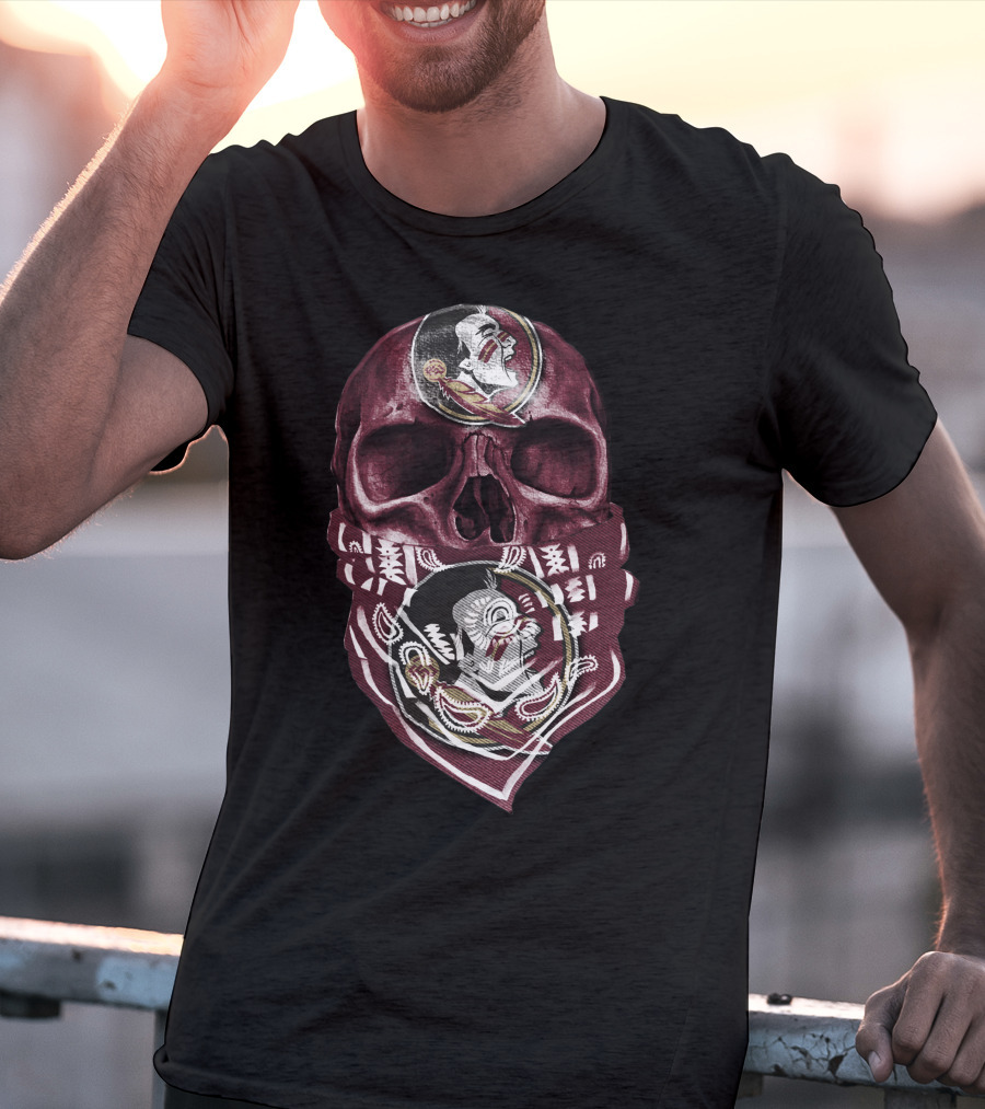 Skull With Florida State Seminoles Logo Bandana T-Shirt
