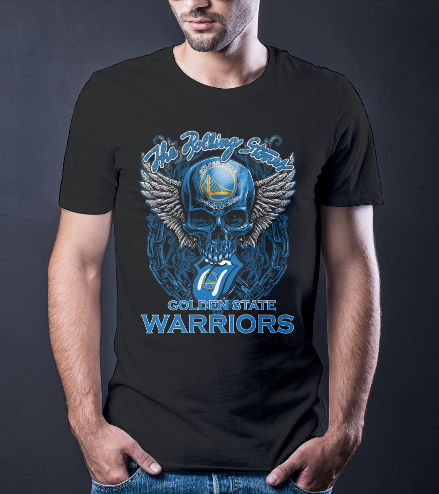 The Rolling Stones Golden State Warriors Skull And Tongue Logo Fusion T-Shirt