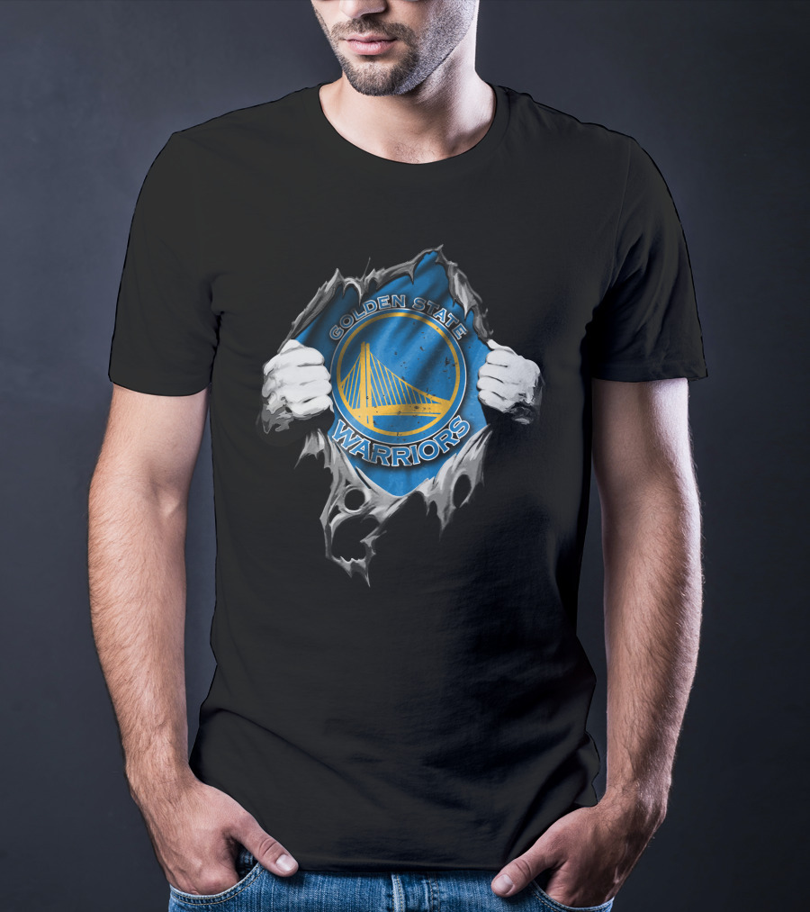 Golden State Warriors Torn V2 Rip Through T-Shirt