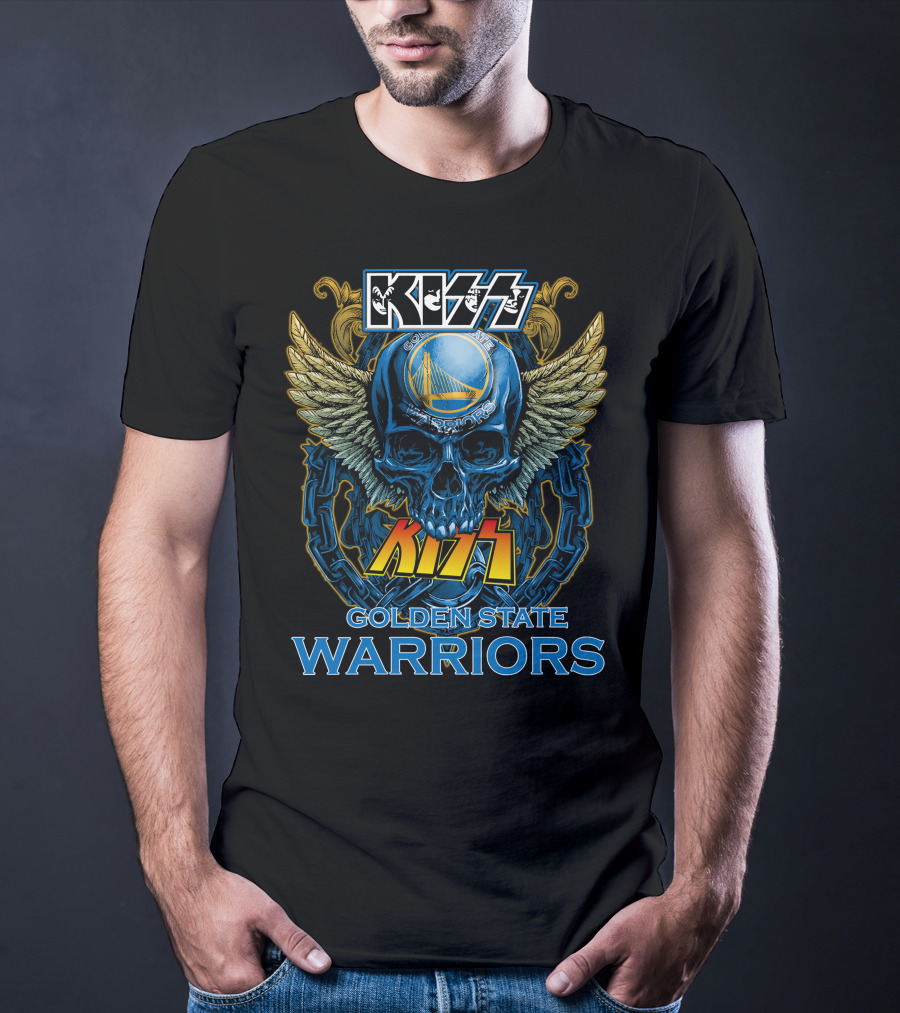 Kiss Golden State Warriors Blue Skull With Wings And Chains T-Shirt
