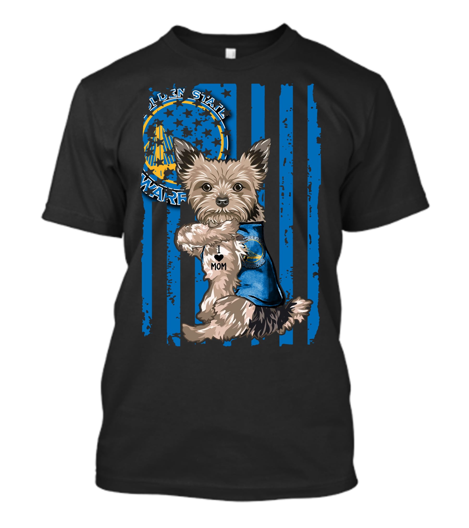 Golden State Warriors Yorkshire Terrier I Love Mom T-Shirt