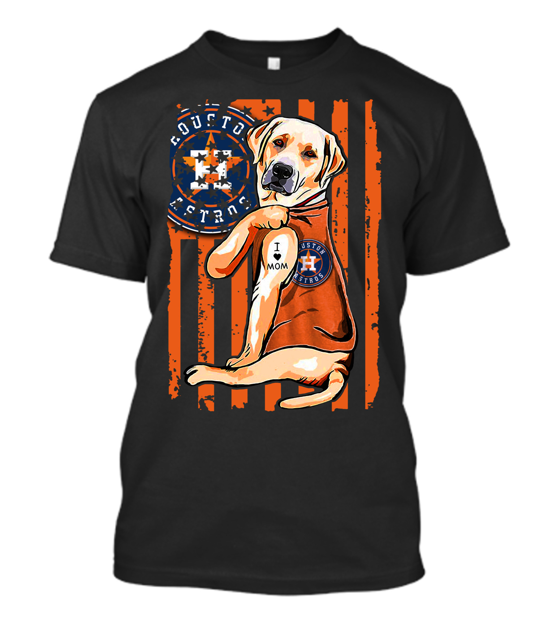 Labrador Retriever I Love Mom Houston Astros T-Shirt