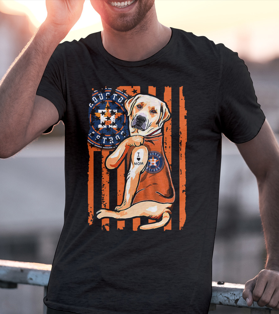 Labrador Retriever I Love Mom Houston Astros T-Shirt