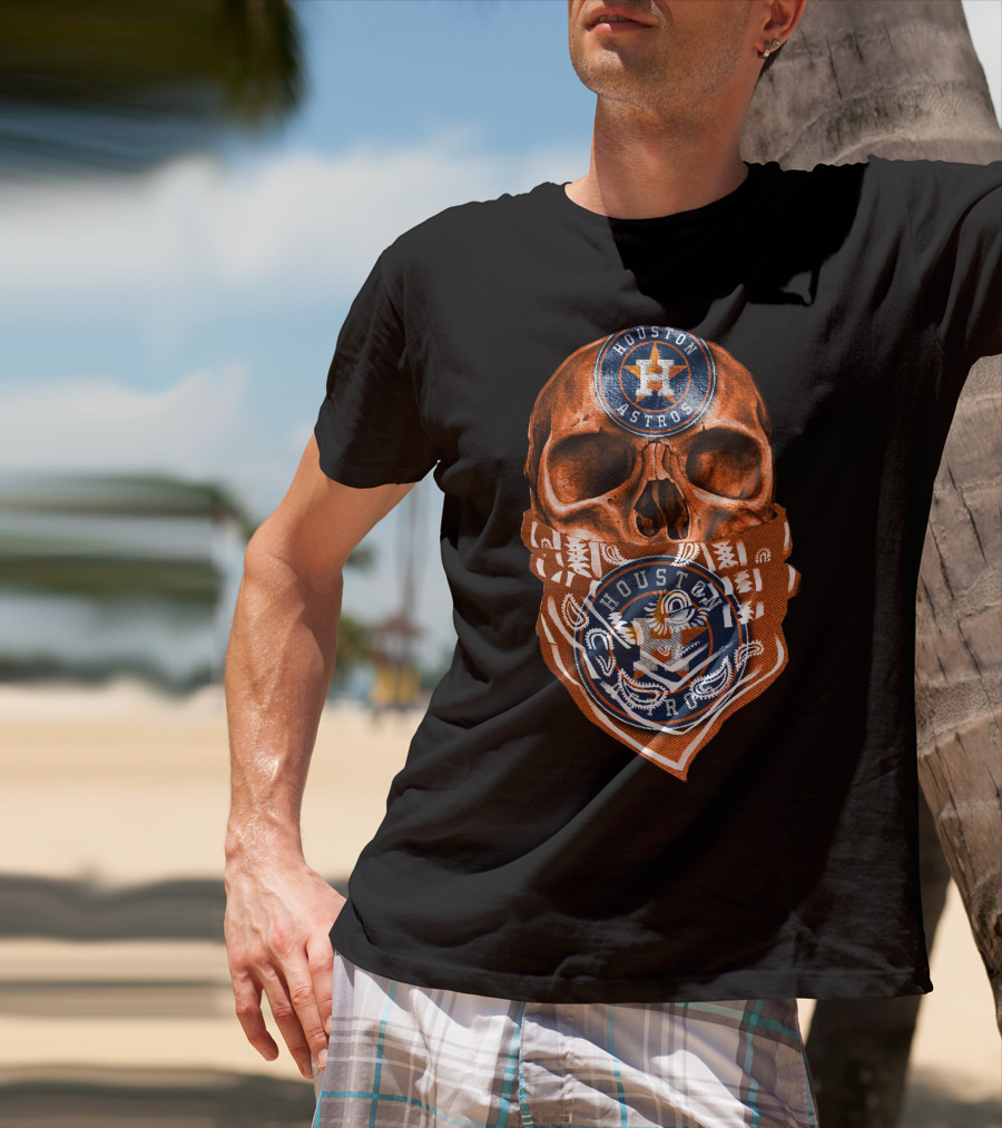 Houston Astros Skull Bandana Emblem T-Shirt