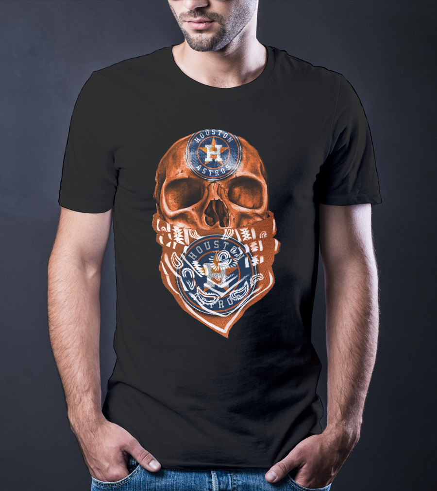 Houston Astros Skull Bandana Emblem T-Shirt