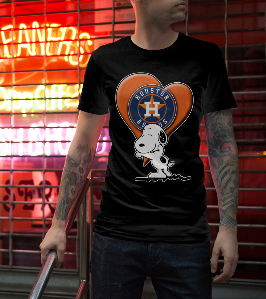 Snoopy Hugging Houston Astros Heart T-Shirt