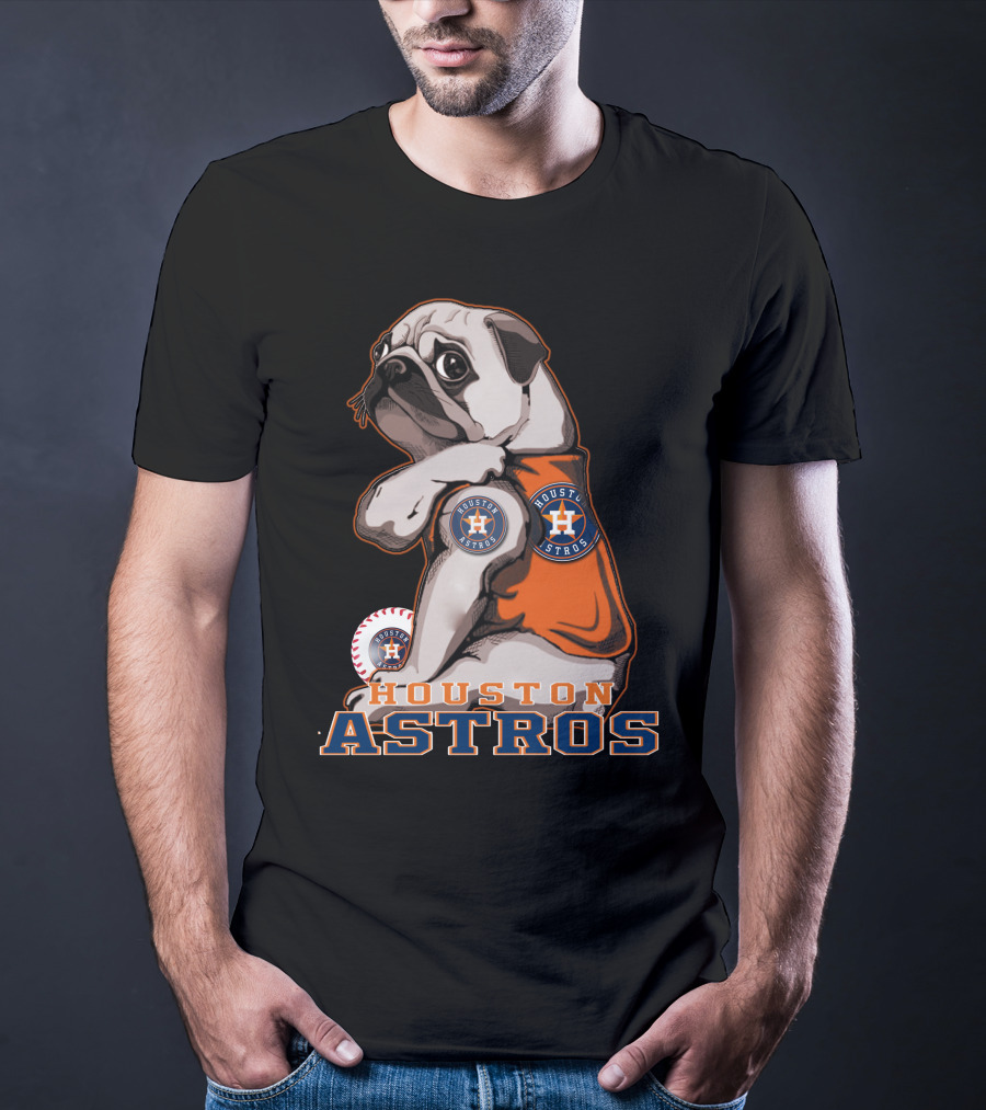 Houston Astros Pug Baseball Fan T-Shirt