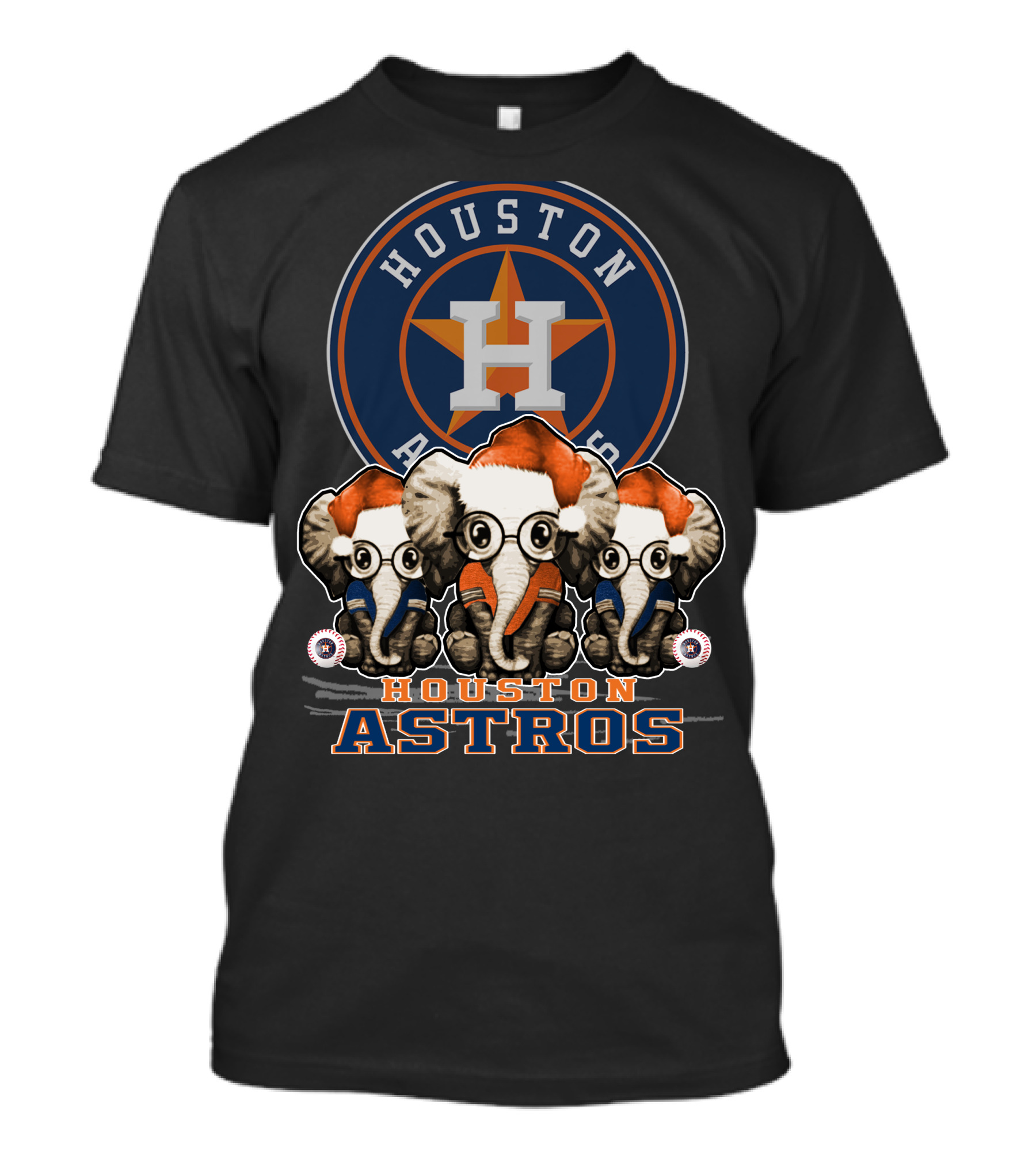 Houston Astros Christmas Elephants T-Shirt