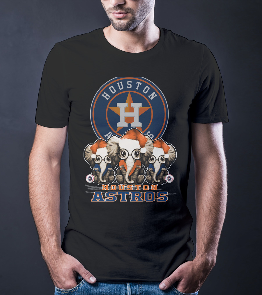 Houston Astros Christmas Elephants T-Shirt