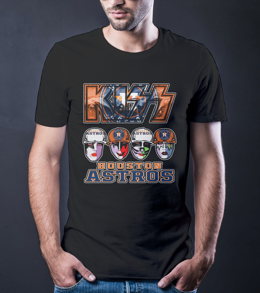 Kiss Houston Astros Rock Band Collaboration With Iconic Face Paint And Logos T-Shirt