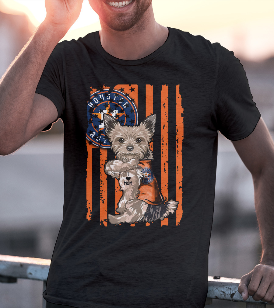 Houston Astros Yorkshire Terrier Fan 'I Love Mom' T-Shirt