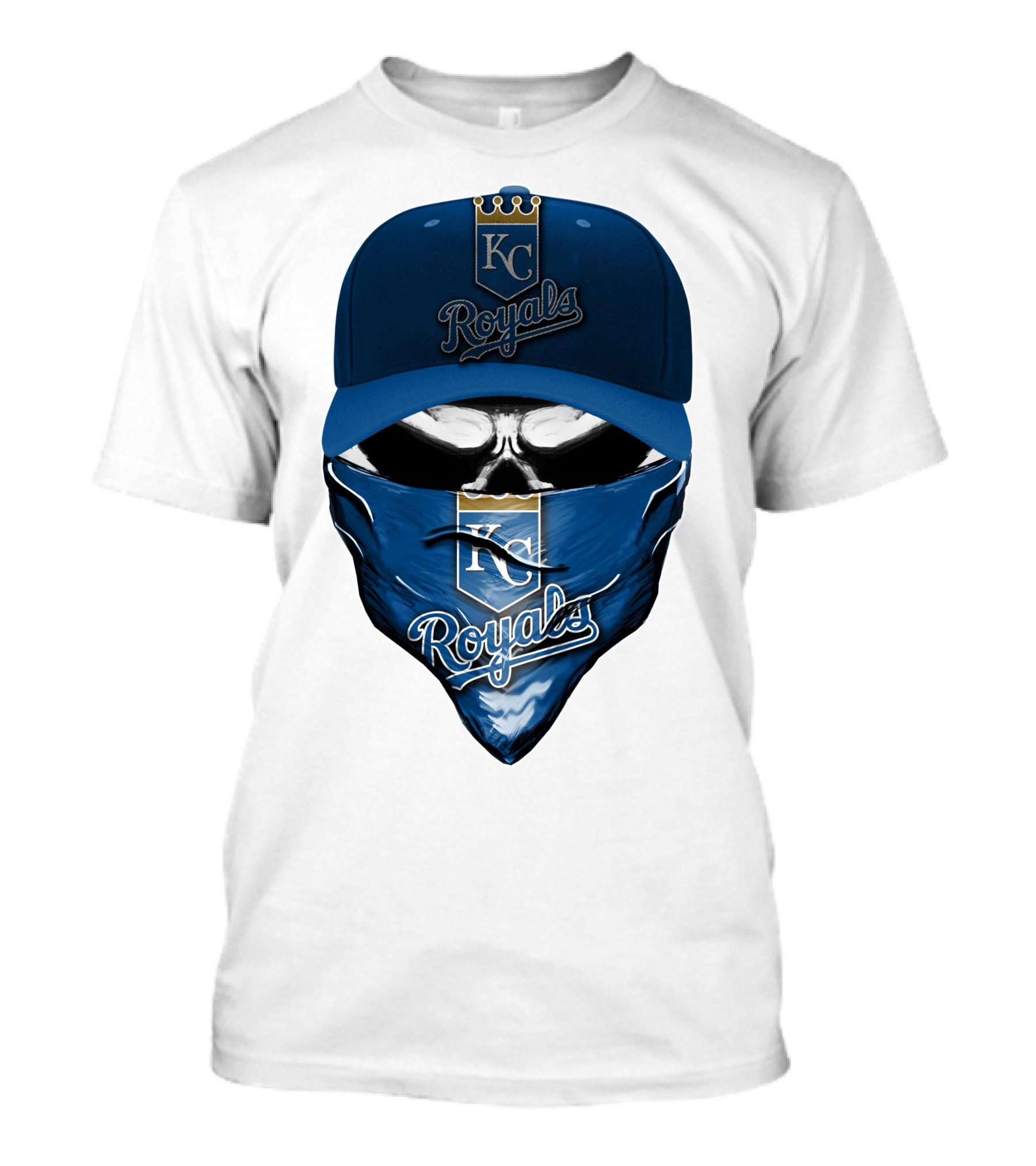 KC Royals Skull Mask Blue Cap T-Shirt