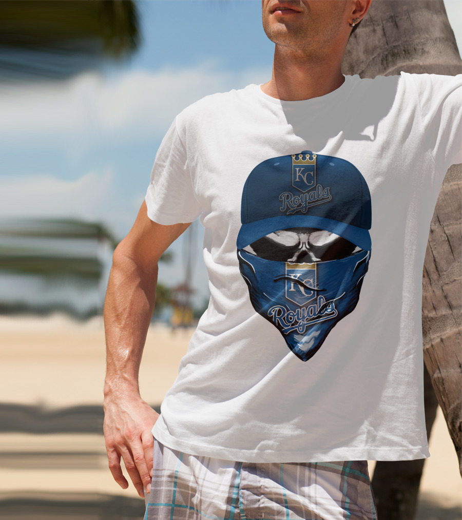 KC Royals Skull Mask Blue Cap T-Shirt