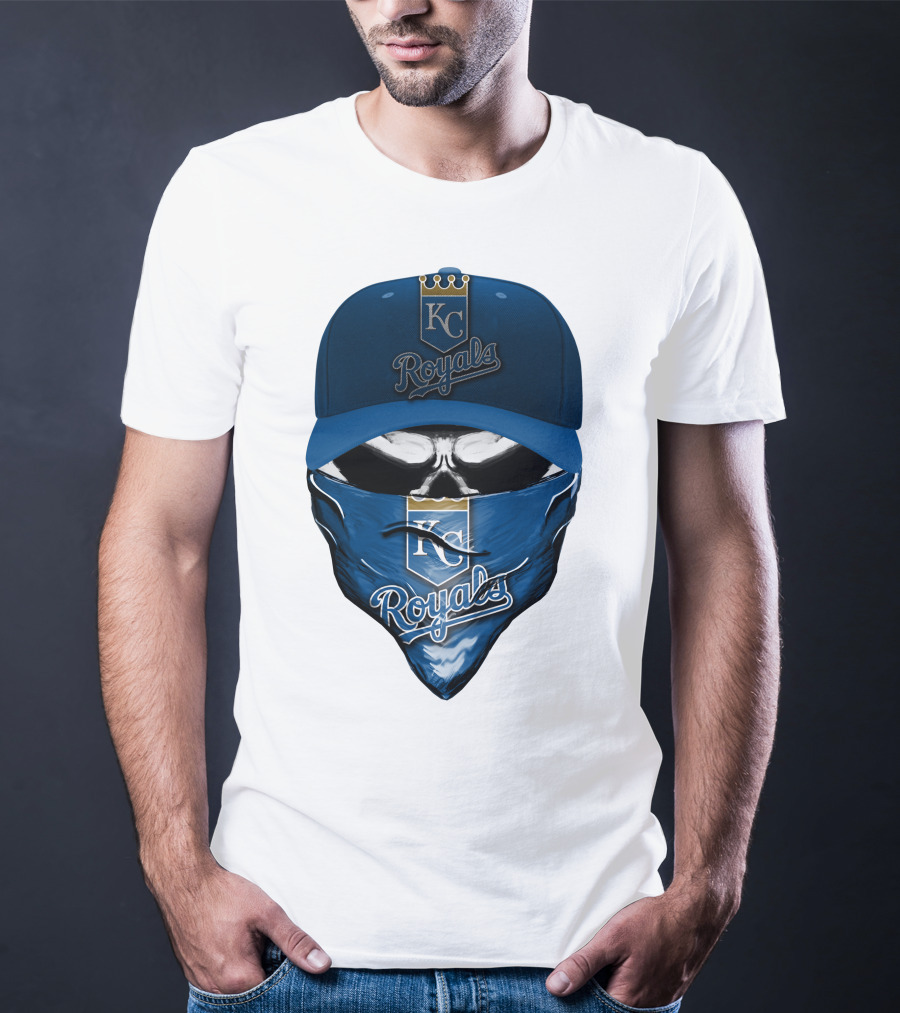 KC Royals Skull Mask Blue Cap T-Shirt
